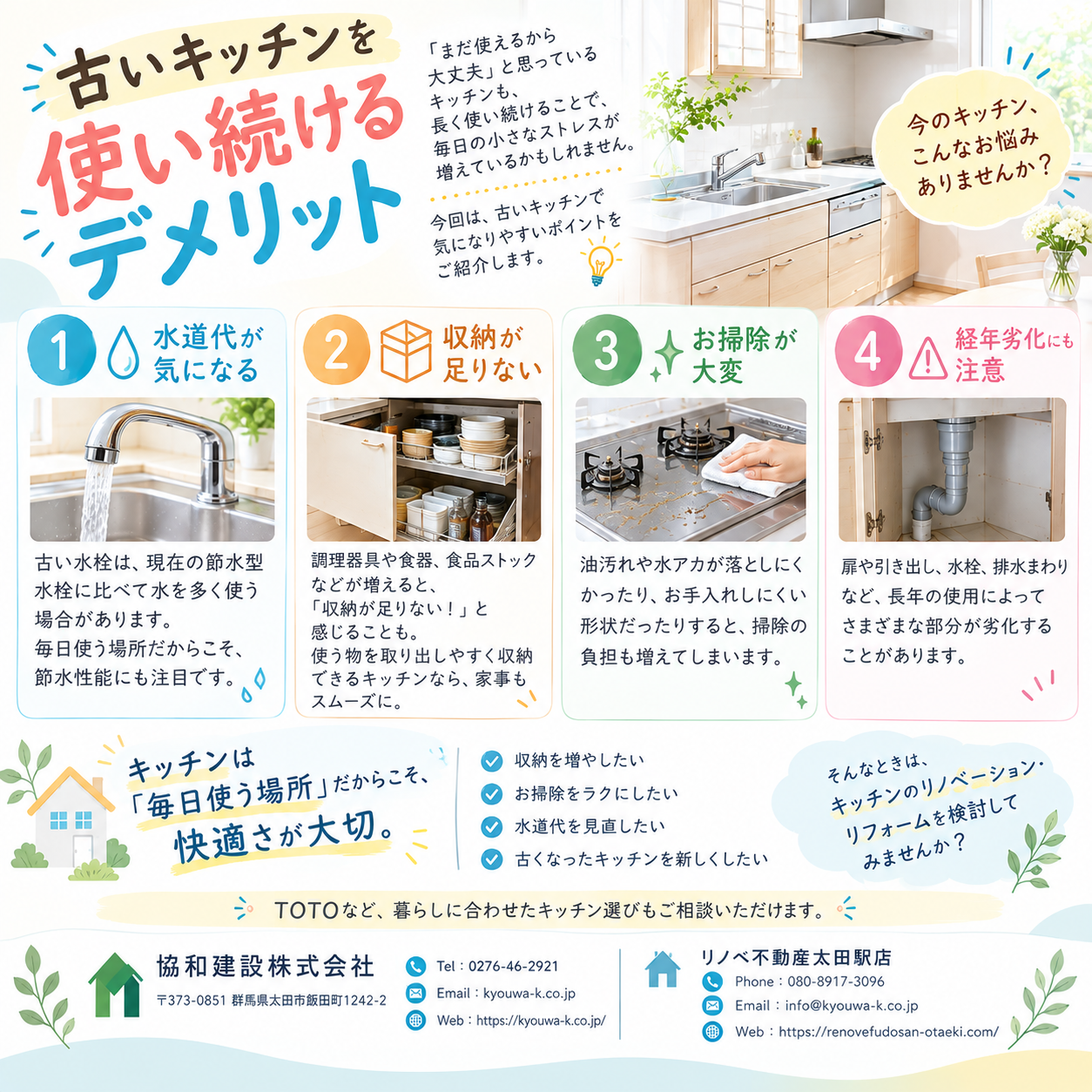 古いキッチンを使い続けるデメリット・・・