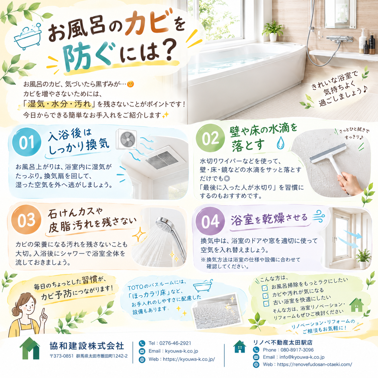 お風呂のカビを防ぐには？