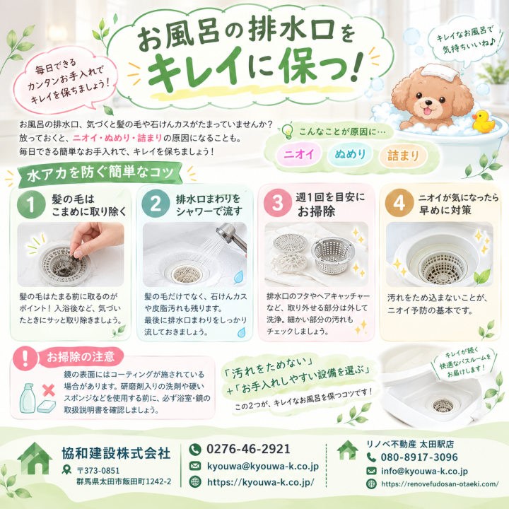 お風呂の排水口をキレイに保つ！