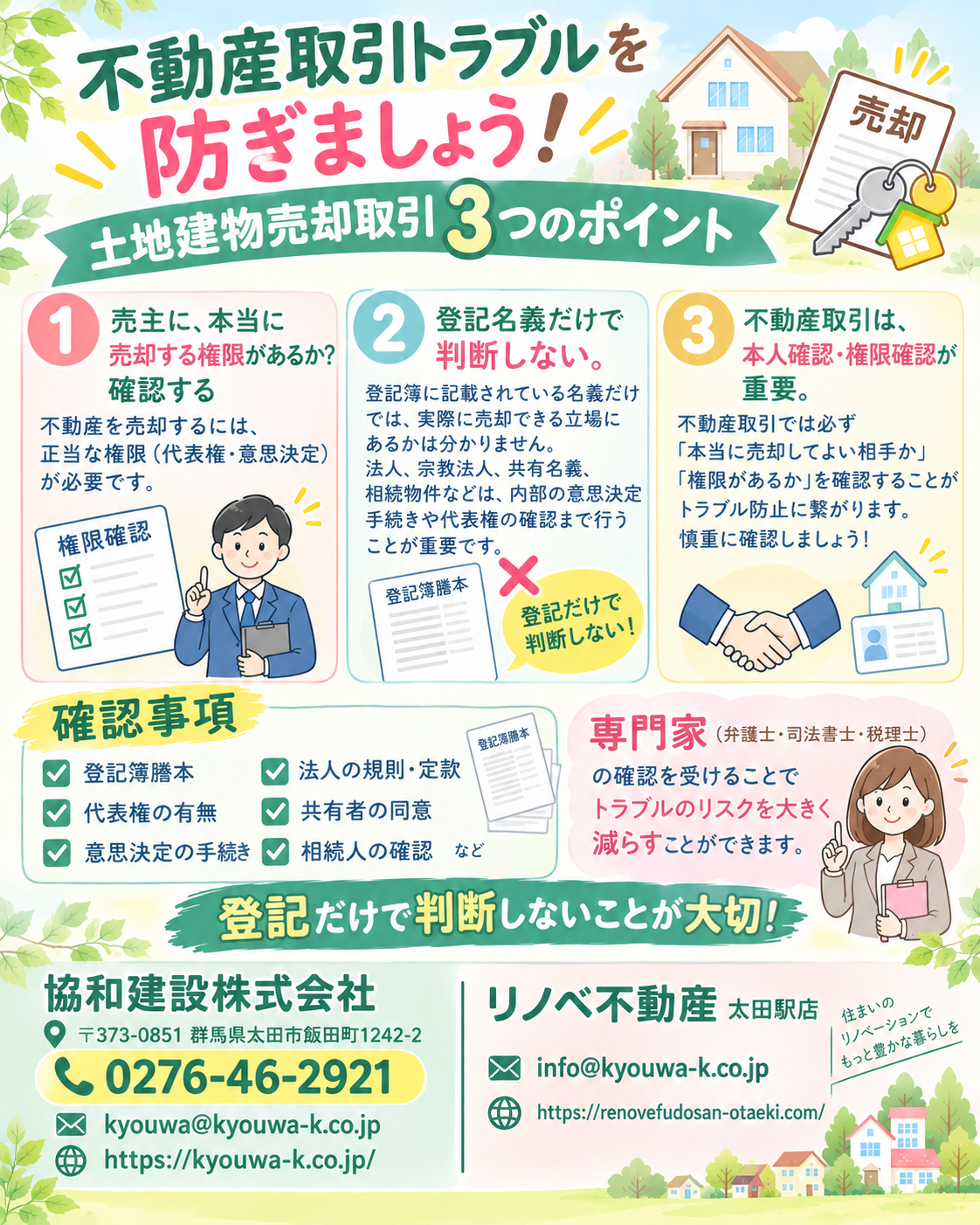 【不動産取引のトラブルを防ぐために！】