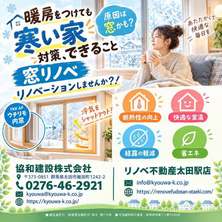 暖房をつけても寒い家…原因は窓かも？！