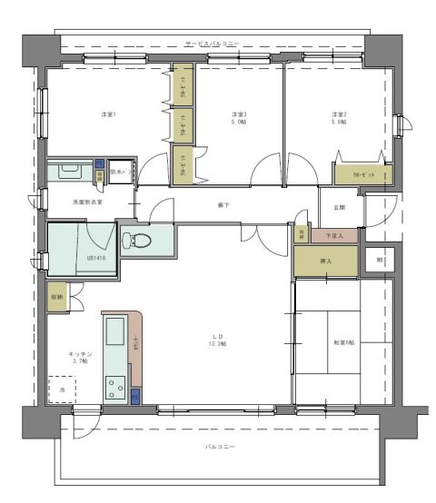 現況：４ＬＤＫ（専有面積８６．３２㎡）