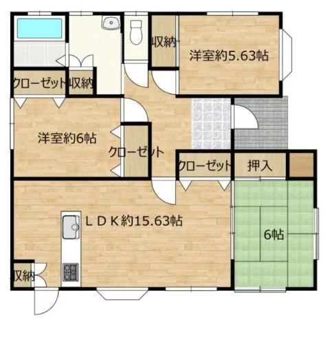 【リフォーム済】間取図になります。本住宅は３LDKの平家となっております。各居室十分なスペースがございますのでゆったりとした暮らしが実現できそうです。