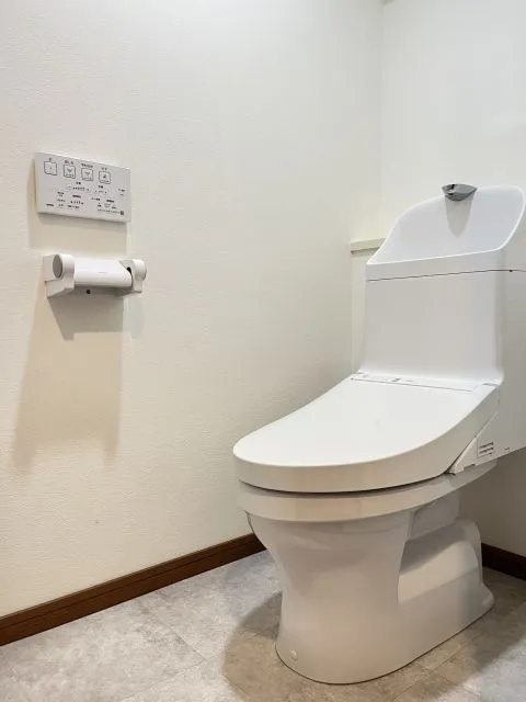 トイレはお掃除しやすい一体型トイレです。