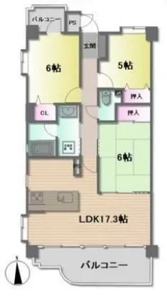 3LDKの間取りです。陽当りの良いリフォーム済のマンションです!