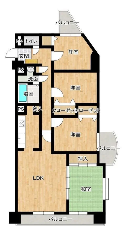 4LDKの間取りでお子様のお部屋を分けたり等ライフステージの変化にも対応できます。