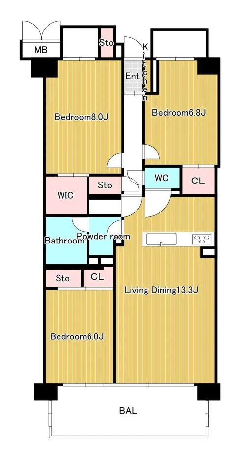 3LDK/価格3298万円/専有面積 壁芯82.94㎡/バルコニー面積 12.6㎡※図面と異なる場合は現況が優先されます。