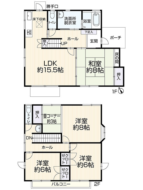 全居室6帖以上のゆとりある間取りです。