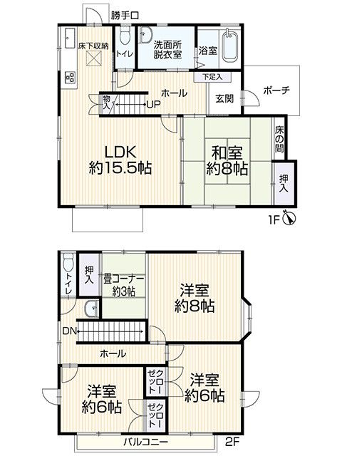 全居室6帖以上のゆとりある間取りです。