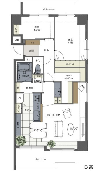 リノベーションＢ案（間取り変更）※掲載画像はリノベーション例となります。