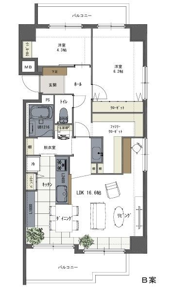 リノベーションＢ案（間取り変更）※掲載画像はリノベーション例となります。