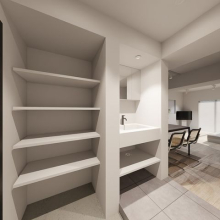 【玄関・洗面】※画像は完成予想図です。※配置されている家具類は「装飾・演出」のため、販売価格に含まれま