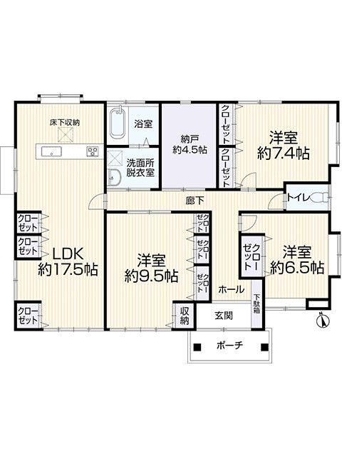 広々とした平屋住宅で階段もなく小さなお子様やご年配の方にも安心です。
