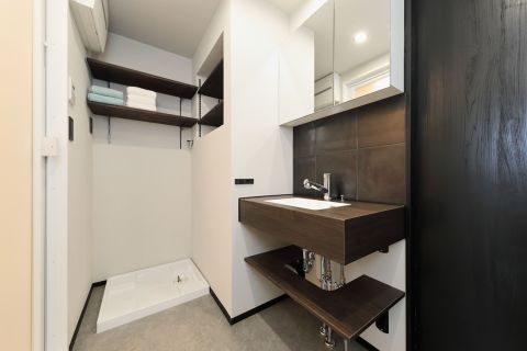 家事導線を考えられた回遊性のある洗面脱衣所です。