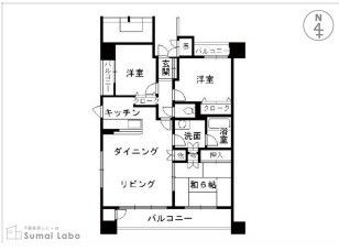 夫婦の寝室と子供部屋2つなど、３～4人家族でも各自に個室を持たせやすい3LDKの間取り