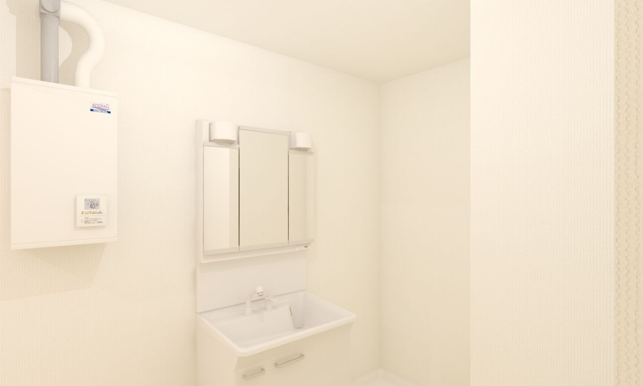 三面鏡付き洗面台へ交換予定！