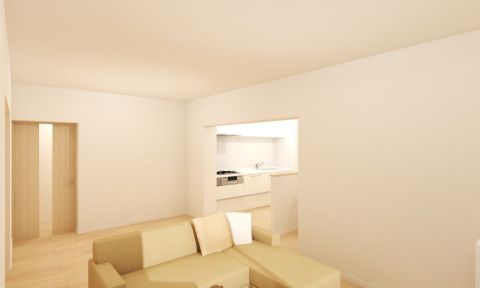 リビングからキッチンの様子も確認できるので、小さいお子様の様子を確認できる安心ポイント