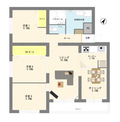 広々3LDK！LDKは約19帖