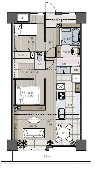 リノベーションＡ案（２ＬＤＫ）※掲載画像はリノベーション例となります。