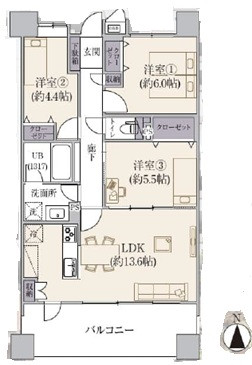 専有面積67.67㎡の３LDK