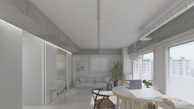 【LDK】約13.4帖※画像は完工予想パースです。※配置されている家具類は家具類は「装飾・演出」のため、販売