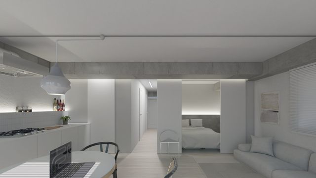 【LDK】約13.4帖※画像は完工予想パースです。※配置されている家具類は家具類は「装飾・演出」のため、販売