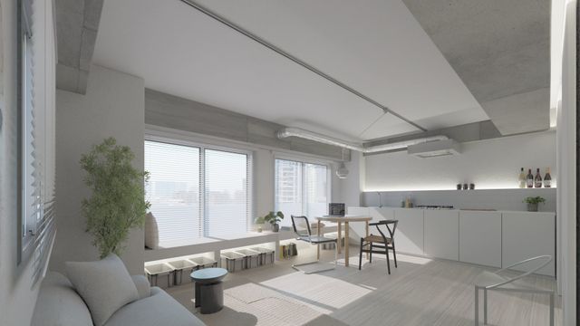 【LDK】約13.4帖※画像は完工予想パースです。※配置されている家具類は家具類は「装飾・演出」のため、販売