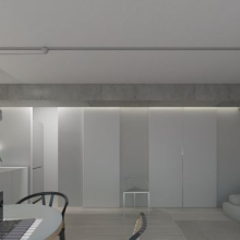 【LDK】約13.4帖※画像は完工予想パースです。※配置されている家具類は家具類は「装飾・演出」のため、販売