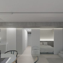 【LDK】約13.4帖※画像は完工予想パースです。※配置されている家具類は家具類は「装飾・演出」のため、販売