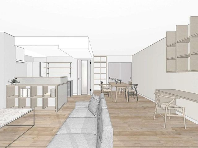 【LDK】（2LDK・LDK39m2プラン）※画像は完成予想図です。※配置されている家具類は家具類は「装飾・演出」の
