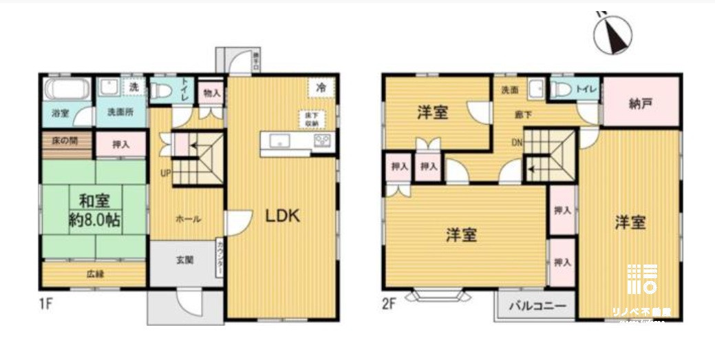 4LDK 夫婦それぞれの個室や、子供2人に個別の部屋を同時に与えられます。