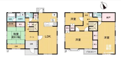 4LDK 夫婦それぞれの個室や、子供2人に個別の部屋を同時に与えられます。