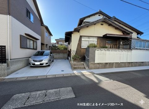 AI生成画像です、普通車1台停められる駐車スペースを計画しています
